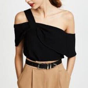 NWT Tibi Draped One-Shoulder Top Black 8